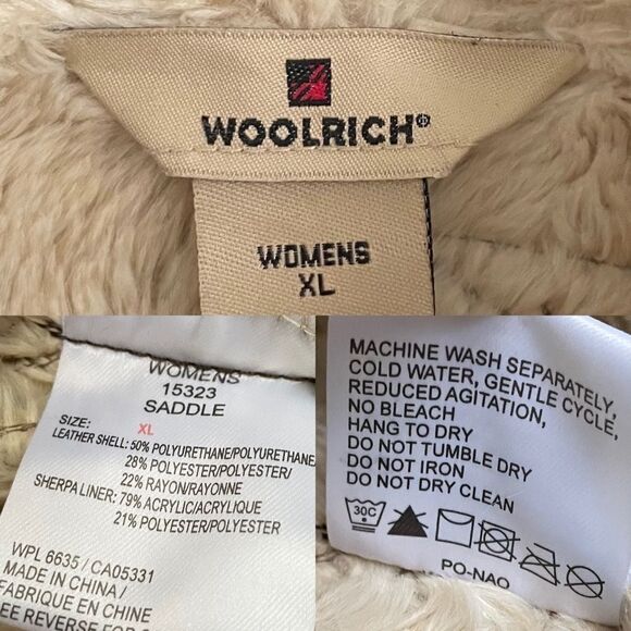 WOOLRICH Faux Leather Fur Sleeveless Vest  Brown XL - Picture 7 of 7